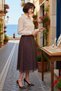 Women's Plus Size Asymmetrical Midi Skirt Plaid Chiffon Lined Wrinkle Effect Relaxed Fit Casual Stylish - 2