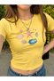 Women's Marine Style Printed Crew Neck Slim Crop Tshirt