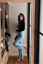 Women's Wide Leg Ice Blue Skirted Jeans - 6