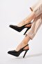Artes Front Platform Back Open Women's Evening Dress Shoes Black Skin - 2