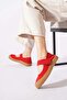 Testar Genuine Leather Women's Shoes with Beret, Scarf and Toe Cap, Red Nubuck - 3