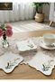 6 Pieces of Floral Cross-Stitched Miyuki Edge Linen Presentation Napkin Coasters