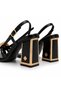 Women's Thick Heeled Sandals with Floral Stone Accessories – Stylish Ankle Strap Shoes for Events and Special Occasions - 5