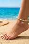 Women's Cream White Gold Colorful Starfish Figured Anklet - 2