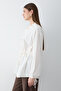 Women's Ecru Gathered Collar Belted Shirt - 6