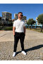 White Men's Polo Collar Buttoned Short Sleeve T-Shirt - 2