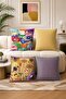 Popart Life Patterned 4-Piece Throw Pillow Cover Set