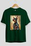 For Dog Lovers Green Oversize T-Shirt with 25 Pre-Printed Dog Images 100% Cotton Unisex Dog Lover Premium Design