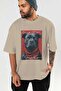 For Dog Lovers 32 Front Dog Prints Beige Oversize T-Shirt 100% Cotton Unisex Dog Lover Premium Design - 6