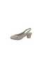 Egestyle 7305 Women's Cream Stone Closed Toe Open Back Low Heeled Evening Dress Shoes - 3
