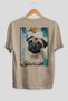 For Dog Lovers 68 Back Dog Printed Beige Oversize T-Shirt 100% Cotton Unisex Dog Lover Premium Design