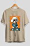 For Dog Lovers 44 Front Dog Printed Beige Oversize T-Shirt 100% Cotton Unisex Dog Lover Premium Design