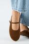 Felicia Women's Genuine Leather Flat Elegant Buckle Tan Slippers - 6