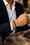 Yellow Navy Blue 2-Piece Fan Bracelet - Unisex Adjustable Macrame Braided Rope Fan Bracelet - 2