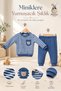 Boy's - Baby Set - Striped Seasonal Top and Bottom Set with Teddy Bear Pocket - 3