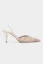 Norely Beige Knitwear Mesh Embroidered Open Back Women's Heeled Shoes - 5