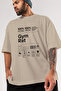 Gym Rat Oversize Front Printed Beige T-Shirt 100% Cotton Streetwear Premium Comfortable Fit - 3