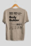 Body Builder 2 Oversize Back Printed Beige T-Shirt 100% Cotton Streetwear Premium Comfortable Fit