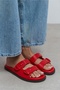 Cute Red Rustic Double-Strapped Flat Sole Women's Slippers - 3