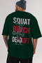 Squat Bench Deadlift 2 Oversized Back Printed Green T-Shirt 100% Cotton Streetwear Premium Comfortable Fit - 6
