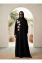 Luxury Black Embroidered Abaya with Leaf Appliqué Detail – Modest Elegant Maxi Dress for Women - 2