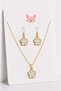 Damla Nazar Star Butterfly Snowflake Polar Star Flower Figured Zircon Stone Necklace Earring Set
