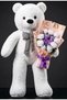 90cm White Plush Bear and Purple Mini Teddy Bear Detailed White Rose Bouquet with White Rose Bouquet, a Lasting Gift Artificial Bouquet, Non-Fading Rose Gift Set for Your Sweetheart - 5