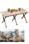 Portable Folding Camping Table Outdoor Low Picnic Table Aluminum Roll-up Camping Table with Carry Bag Lightweight Foldable Camp Table for Beach Party Patio BBQ Travel Backyard (Walnut Color)