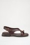 Valeria Rosetti Brown Women's Stone Detailed Daily Stylish Comfortable Sole Casual Genuine Leather Flip-Flop Sandals - 6