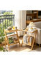 OneDcor A Frame Wooden End Table Fluted Glass Top Rattan Storage