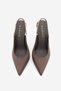 Women's Stiletto Pointed Toe Stoned Open Back Thin Classic Evening Dress Heeled Shoes Raven Brown Satin - 7