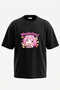 Emu Wonderhoy Design Back Printed Cotton Black Oversize T-Shirt