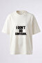 Net Ifade Design Back Printed Cotton White Oversize T-Shirt