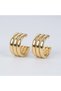 Brass Gold Color Triple View Women Earrings Stylish Jewelry
