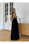 Women's Black Ayrobin Halter Neck Wide Leg Jumpsuit with Belt and Low-Cut Chest - 5
