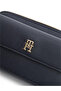 Women's Detachable Cross Strap Th Monogram Textured Navy Blue Shoulder Bag - 4