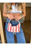 Colorful Stripe Printed Mini Hand and Shoulder Bag Orange Cream - 4
