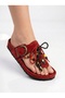 Women's Burgundy Genuine Suede Leather Orthopedic Cork Sole Slippers - 6