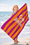 Striped Ciao Bella Written Fuchsia Orange Beach Towel - Vibrant Colorful Quick-Drying Microfiber Towel - 4
