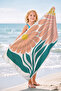 Floral Patterned Bohemian Beach Towel-Mediterranean Pastel Floral Pool Sea Bath Quick Drying Seaside Cover-Up - 6