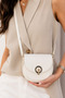 White Women's Round Buckle Cross Strap Shoulder Bag Daily Stylish Use Saddle Model - 7