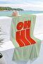 Retro Oh Hi Lettering Typographic Beach Towel - Modern Mint Orange Pool Sea Quick Dry Beach Cover-Up - 2