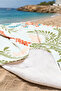 Tropical Beach Towel with Palm Flowers - Bohemian Mediterranean Mint Coral Quick-Dry Microfiber Towel - 3