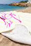 Stylish Beach Towel with Striped Text Detail - Yellow and White Typographic Pool, Sea, Bath, Beach Cover - 3