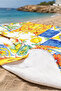 Mediterranean Tile Sun Motif Beach Towel - Italian Ceramic Lemon Navy Blue Quick-Dry Micro Towel - 5