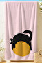 Minimalist Beach Towel with Cat Figure - Powder Black Modern Pool Sea Quick-Dry Microfiber Towel - 2