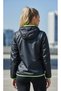 Women's Black Hooded Sports Top-1651 - 3