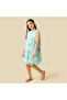 Round Neck Sleeveless Ruffle Dress with Floral Print - 2