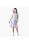Round Neck Short Sleeves A-line Dress with Graffiti Print - 2