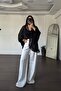 Lace Detailed Asymmetrical Cut Chiffon Kimono